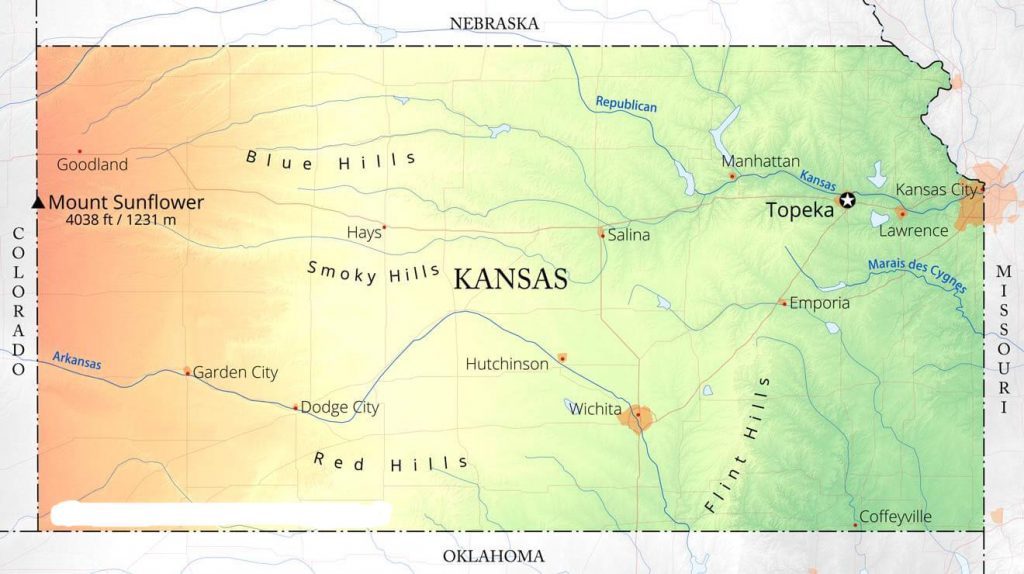 Topographical Map Of Kansas
