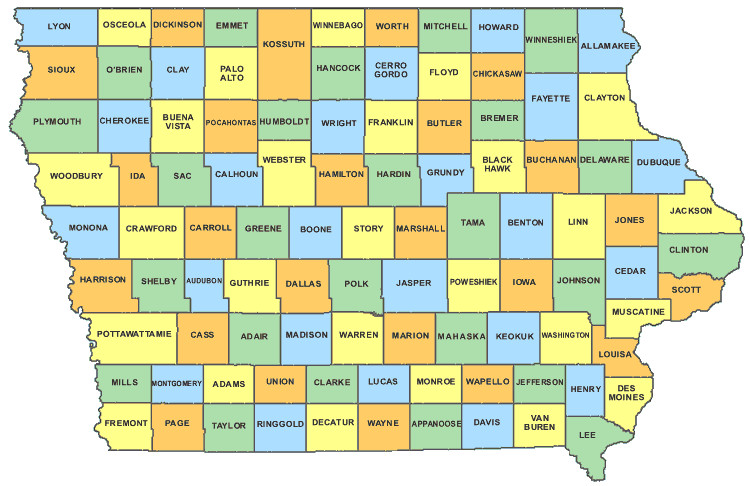 printable map of Iowa