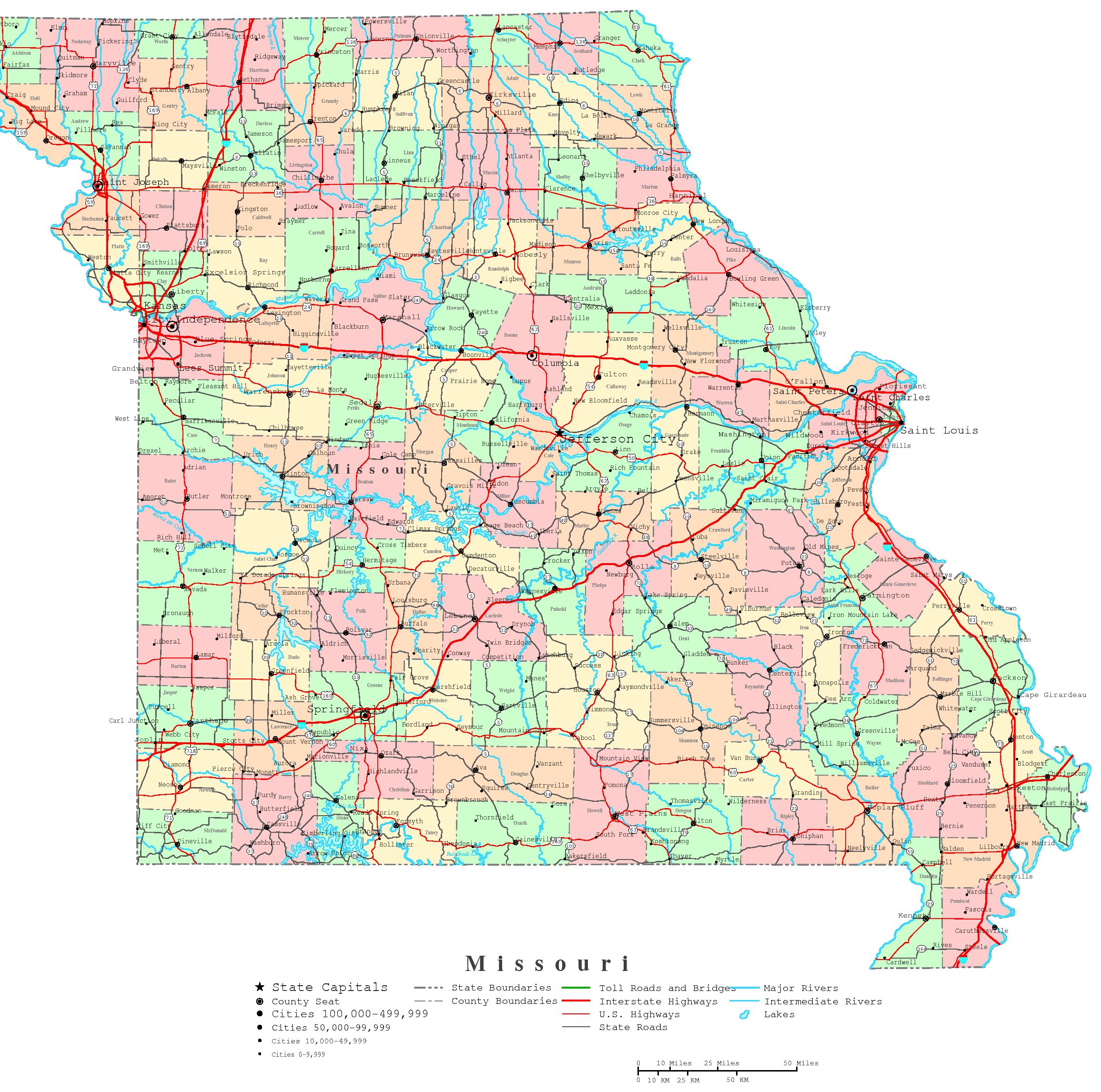 Missouri printable map